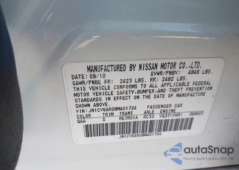 2011 Infiniti G37X from USA, damaged, VIN JN1CV6AR0BM401724
